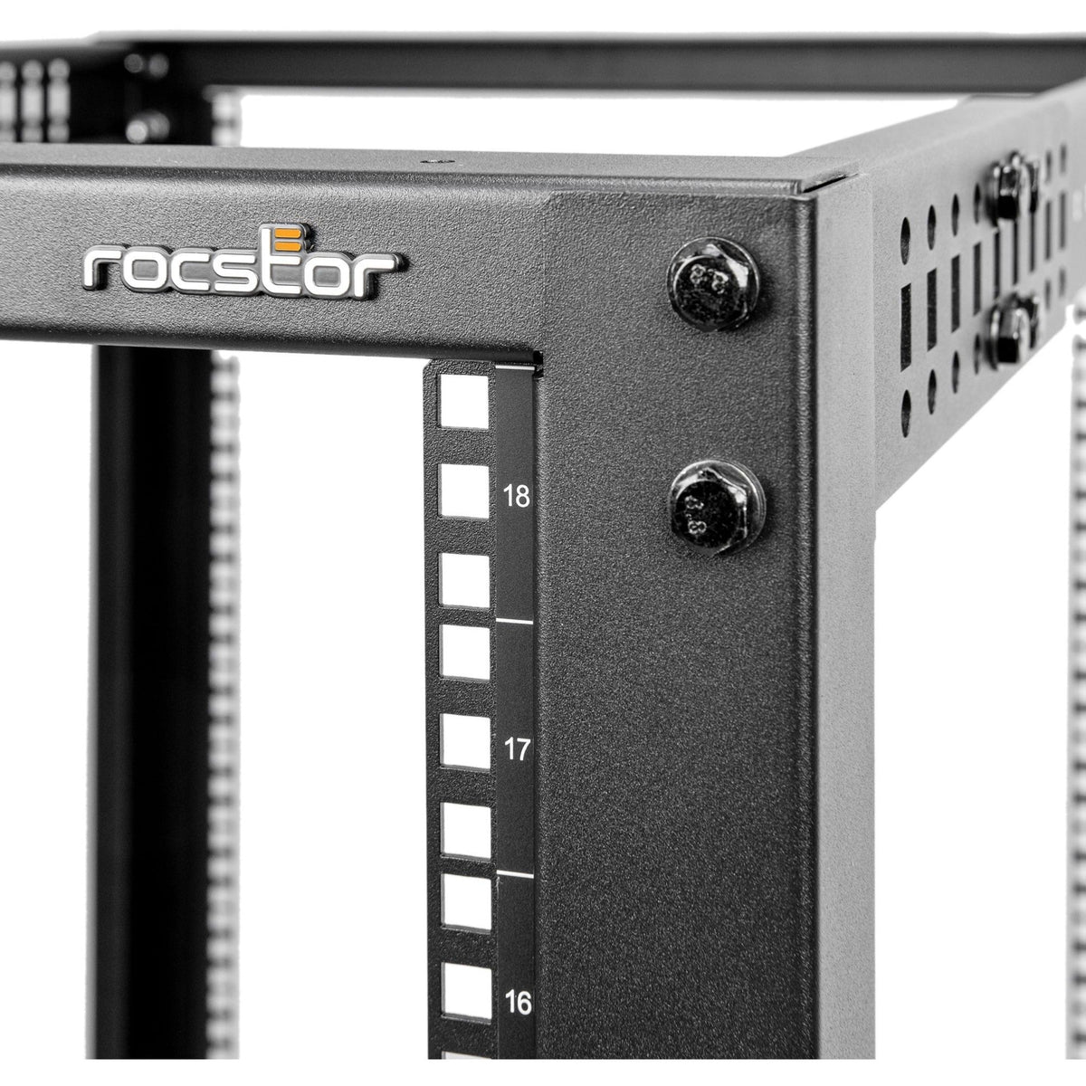 Rocstor SolidRack 18U Adjustable Depth Open Frame 4 Post Rack w/ Casters