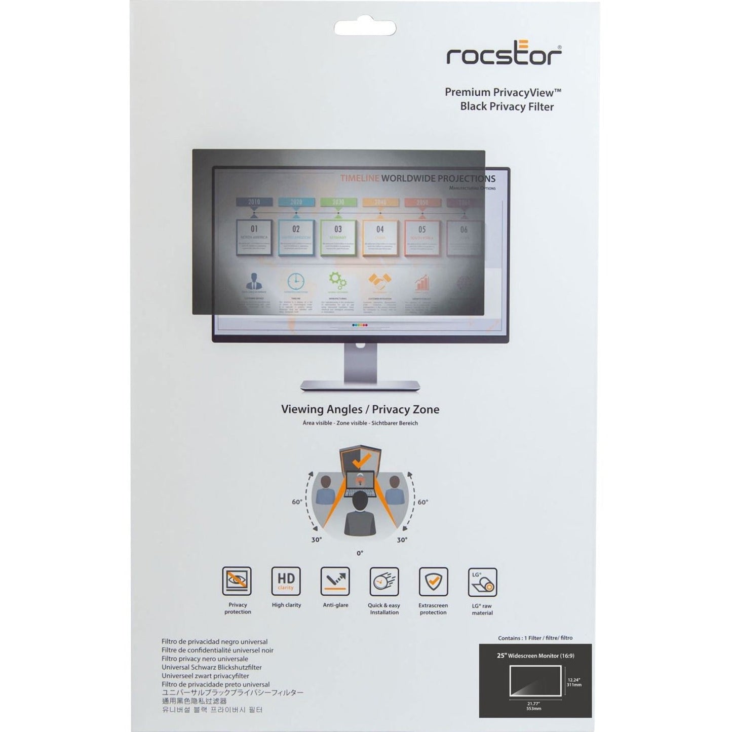 Rocstor Privacyview Privacy Screen Filter Black Glossy Matte