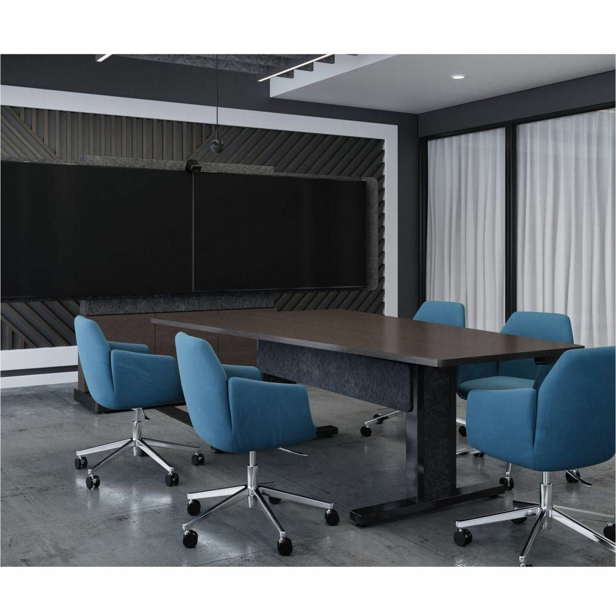 Middle Atlantic Forum Free-Standing 66" (3 Bay) Display Stand for (2) 50" to 55" Display Dark F