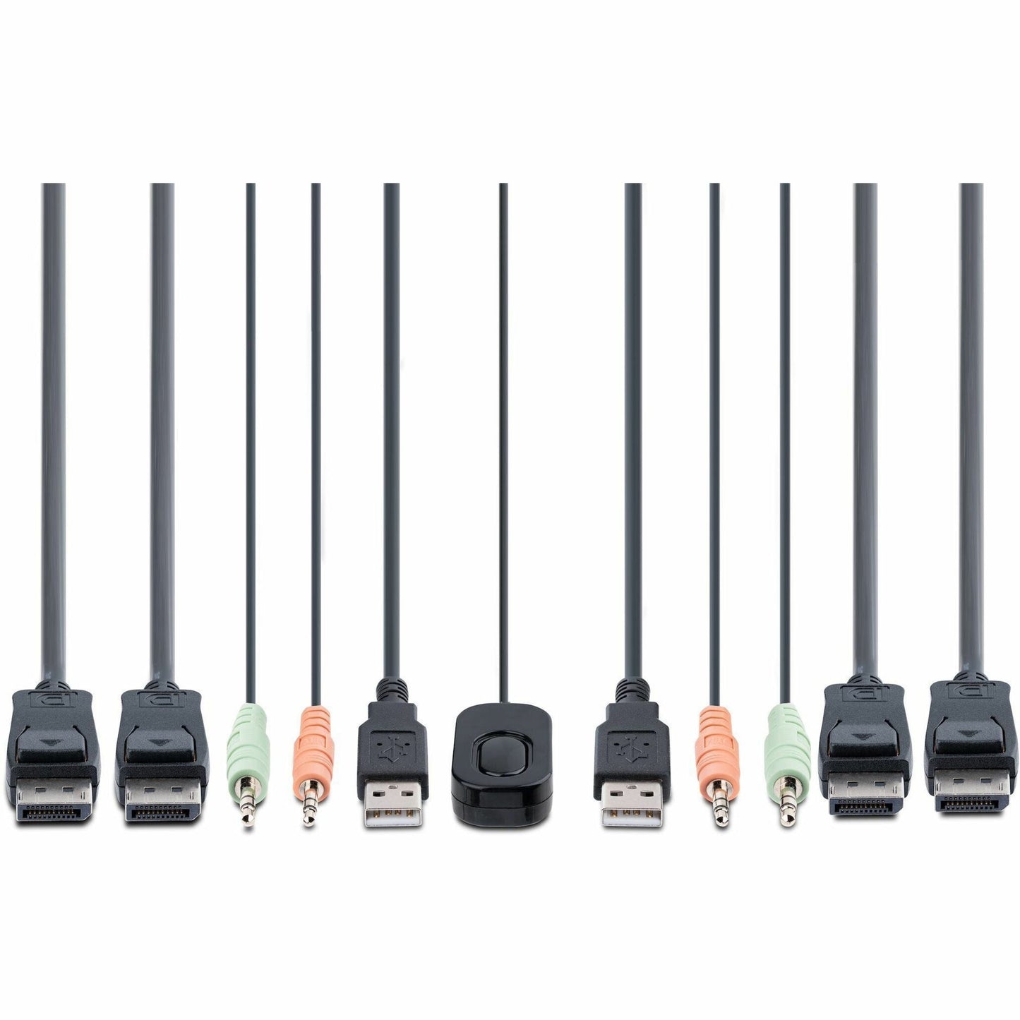 StarTech.com 2-Port Dual-Monitor DisplayPort Cable KVM Switch 4K 60Hz Compact KVM with 5ft/1.5m Integrated Host Cables Bus Powered
