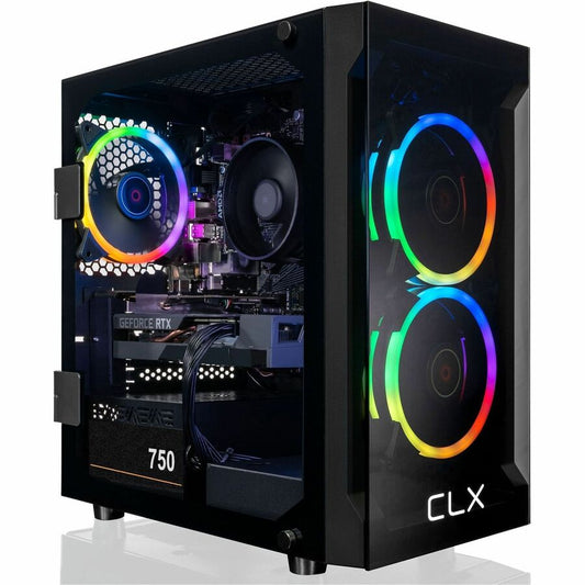 CLX SET TGMSETRTA3502BM Gaming Desktop Computer - AMD Ryzen 7 5700X Octa-core (8 Core) 3.40 GHz - 16 GB RAM DDR4 SDRAM - 2 TB HDD - 1 TB M.2 PCI Express NVMe SSD - Mini-tower - Matte Black