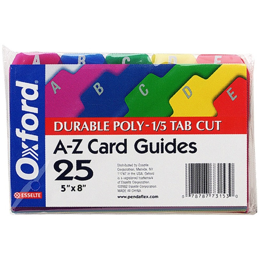 Esselte A-Z Durable 1/5 Cut Tab Poly Card Guides