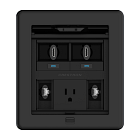 Crestron FlipTop™ FT2 Series Cable Management System, 500 Size, Electrical, Pass-Through Lid, Black