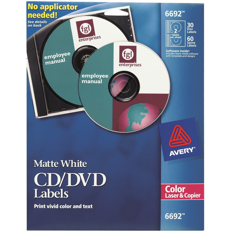 Avery&reg; Color Laser White Matte CD/DVD Labels