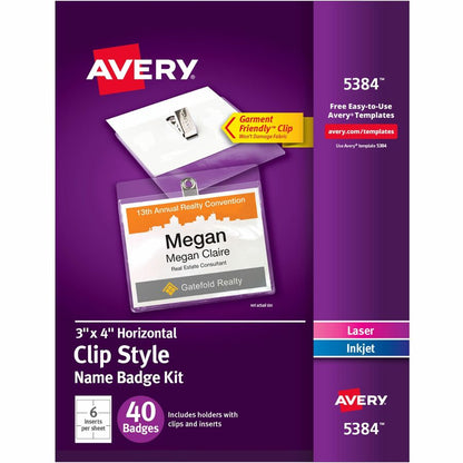 Avery&reg; Garment-Friendly Clip-Style Name Badges