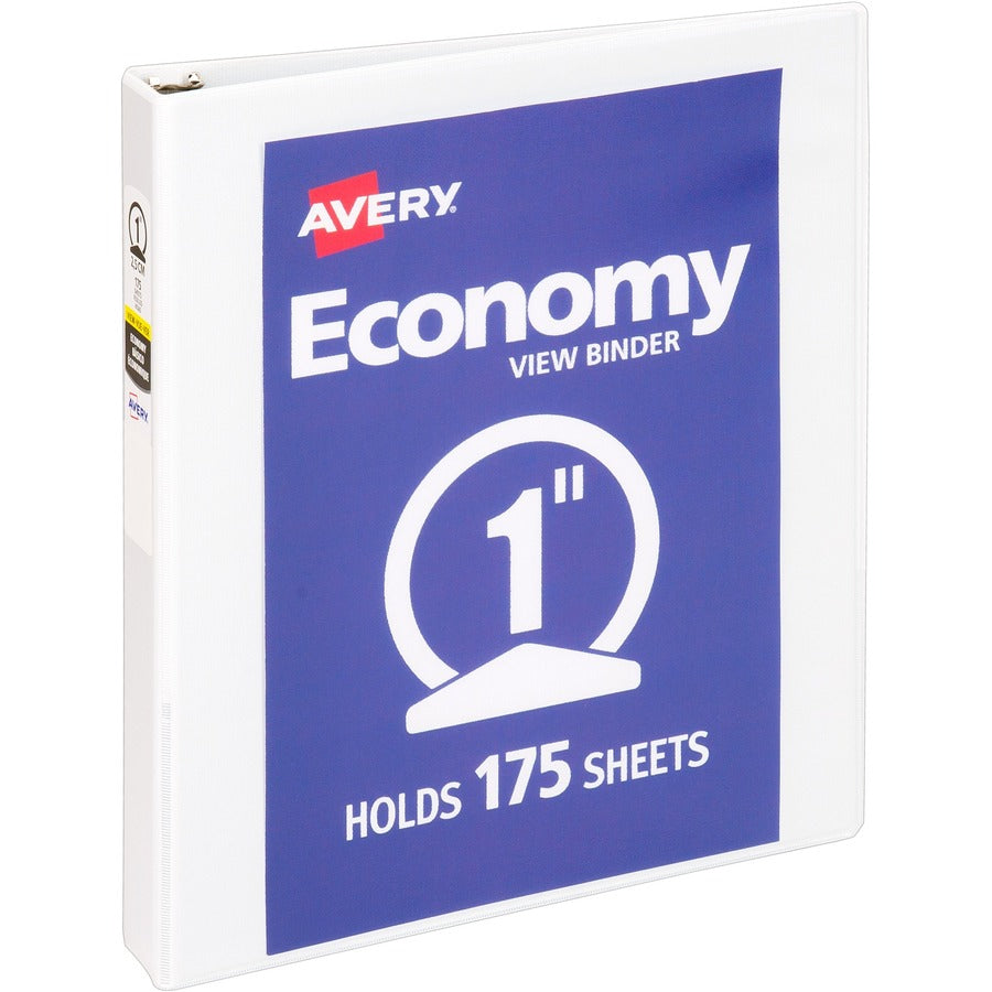 Avery&reg; Economy View Binder 1" Round Rings 175-Sheet Capacity White (05711)