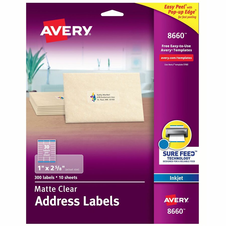 Avery&reg; Easy Peel Inkjet Printer Mailing Labels