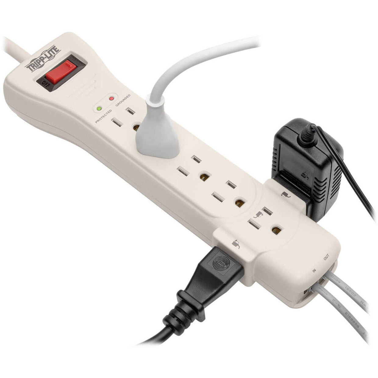 Tripp Lite Protect It! 7-Outlet Surge Protector 15 ft. (4.57 m) Cord 2520 Joules Fax/Modem Protection RJ11