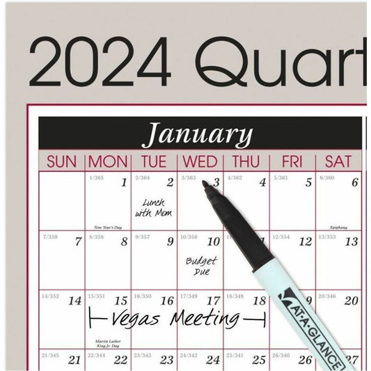 At-A-Glance Vertical Horizontal Reversible Erasable Quarterly Wall Calendar