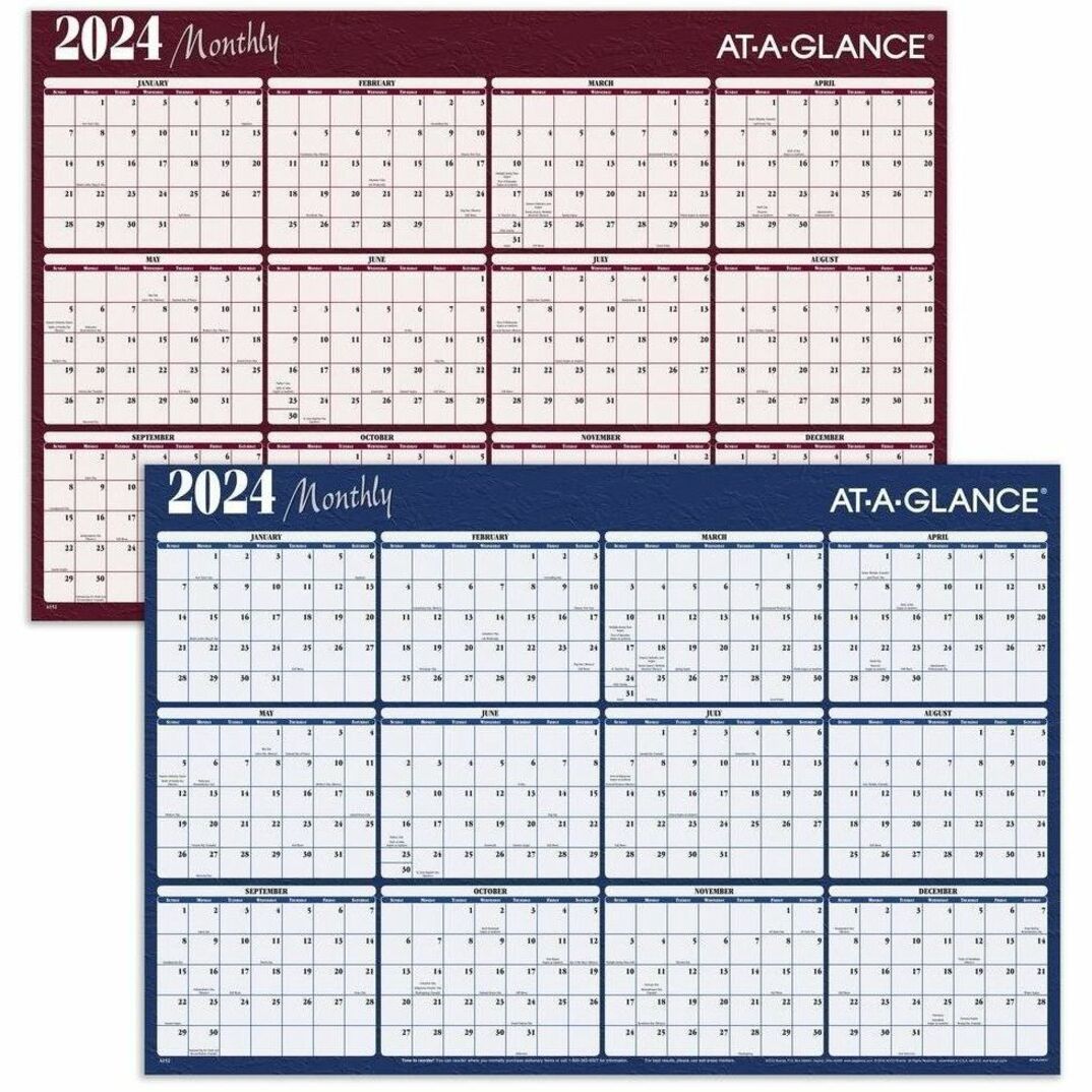 At-A-Glance Horizontal Reversible Erasable Wall Calendar