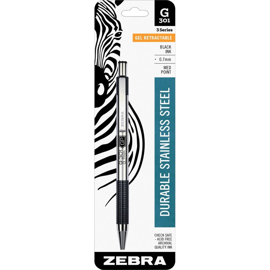 Zebra STEEL 3 Series G-301 Retractable Gel Pen