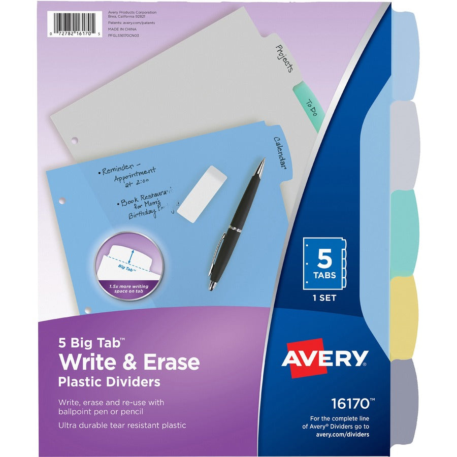 Avery&reg; Big Tab Write & Erase Durable Dividers 5 Multicolor Tabs