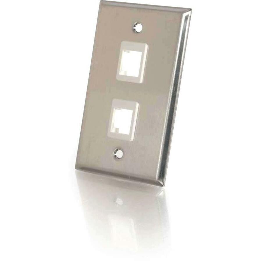 C2G 2-Port Single Gang Multimedia Keystone Wall Plate - Stainless Steel