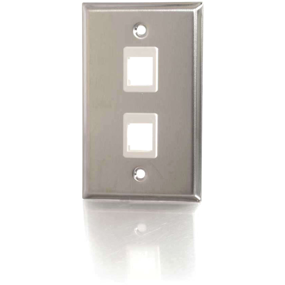 C2G 2-Port Single Gang Multimedia Keystone Wall Plate - Stainless Steel