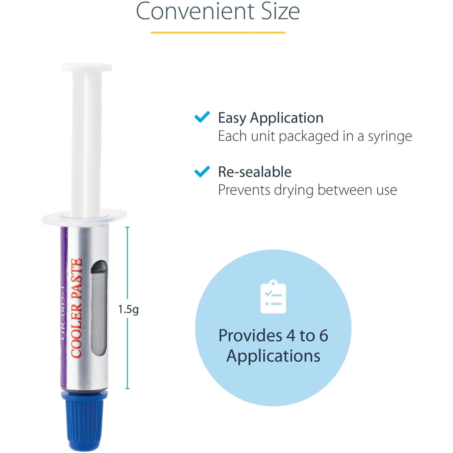 StarTech.com Thermal Paste 1.5g Metal Oxide Heat Sink Compound Re-sealable Syringes CPU Paste