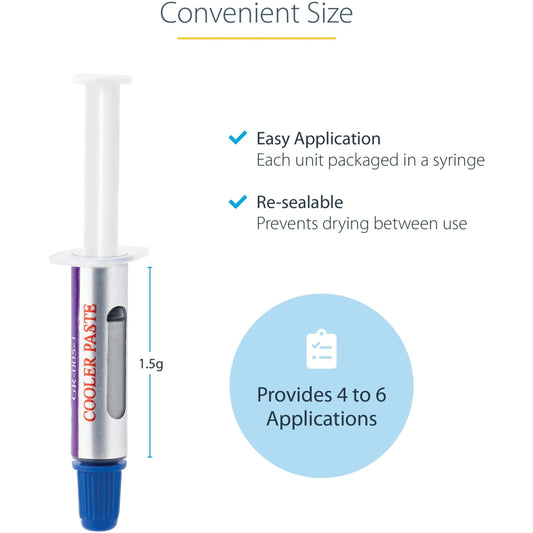 StarTech.com Thermal Paste 1.5g Metal Oxide Heat Sink Compound Re-sealable Syringes CPU Paste