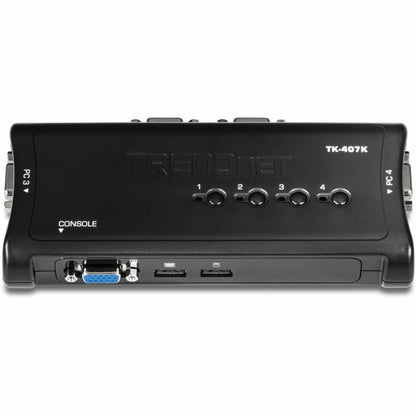 TRENDnet 4-Port USB KVM Switch Kit VGA And USB Connections 2048 x 1536 Resolution Cabling Included Control Up To 4 Computers Compliant With Window Linux and Mac OS TK-407K