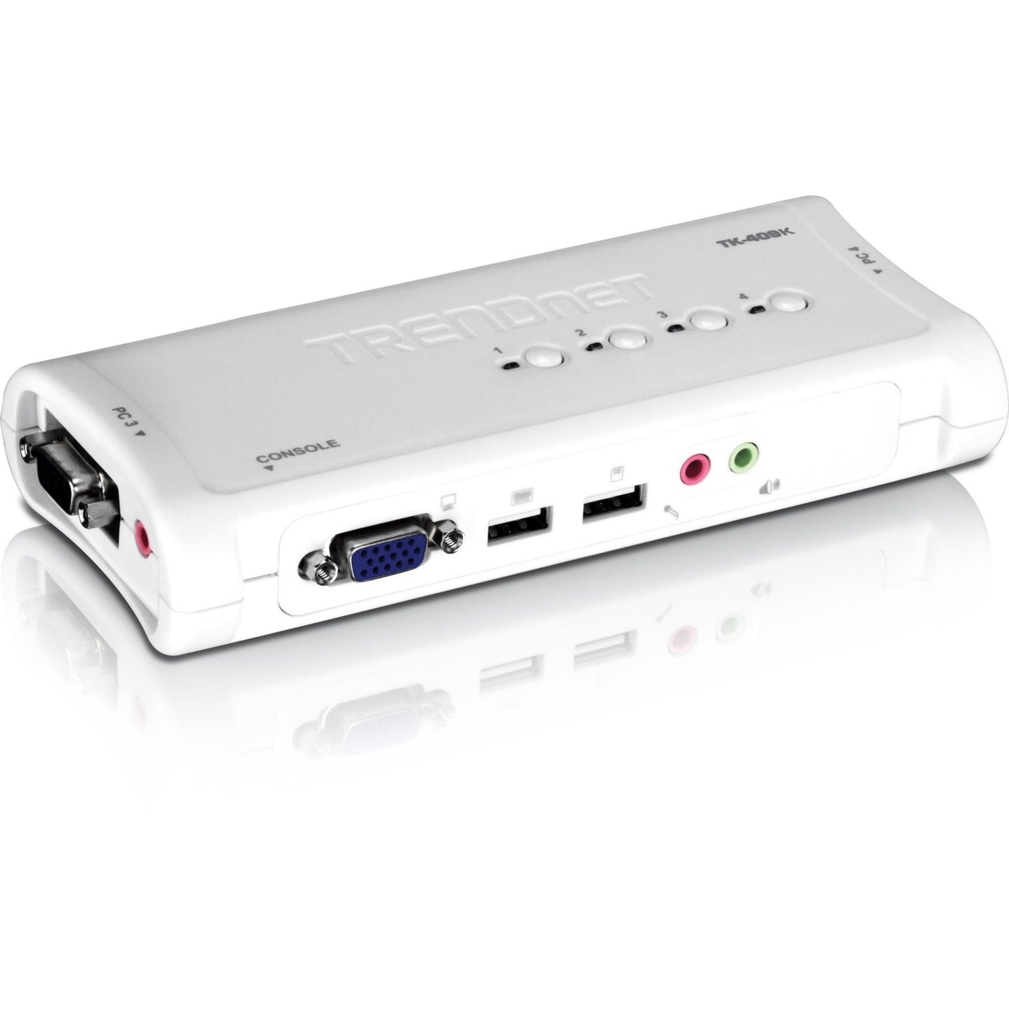 TRENDnet 4-Port USB KVM Switch and Cable Kit With Audio Manage 4 Computers USB Switch Windows Linux Auto-Scan Plug And Play Hot Pluggable 2048 x 1536 VGA Resolution White TK-409K