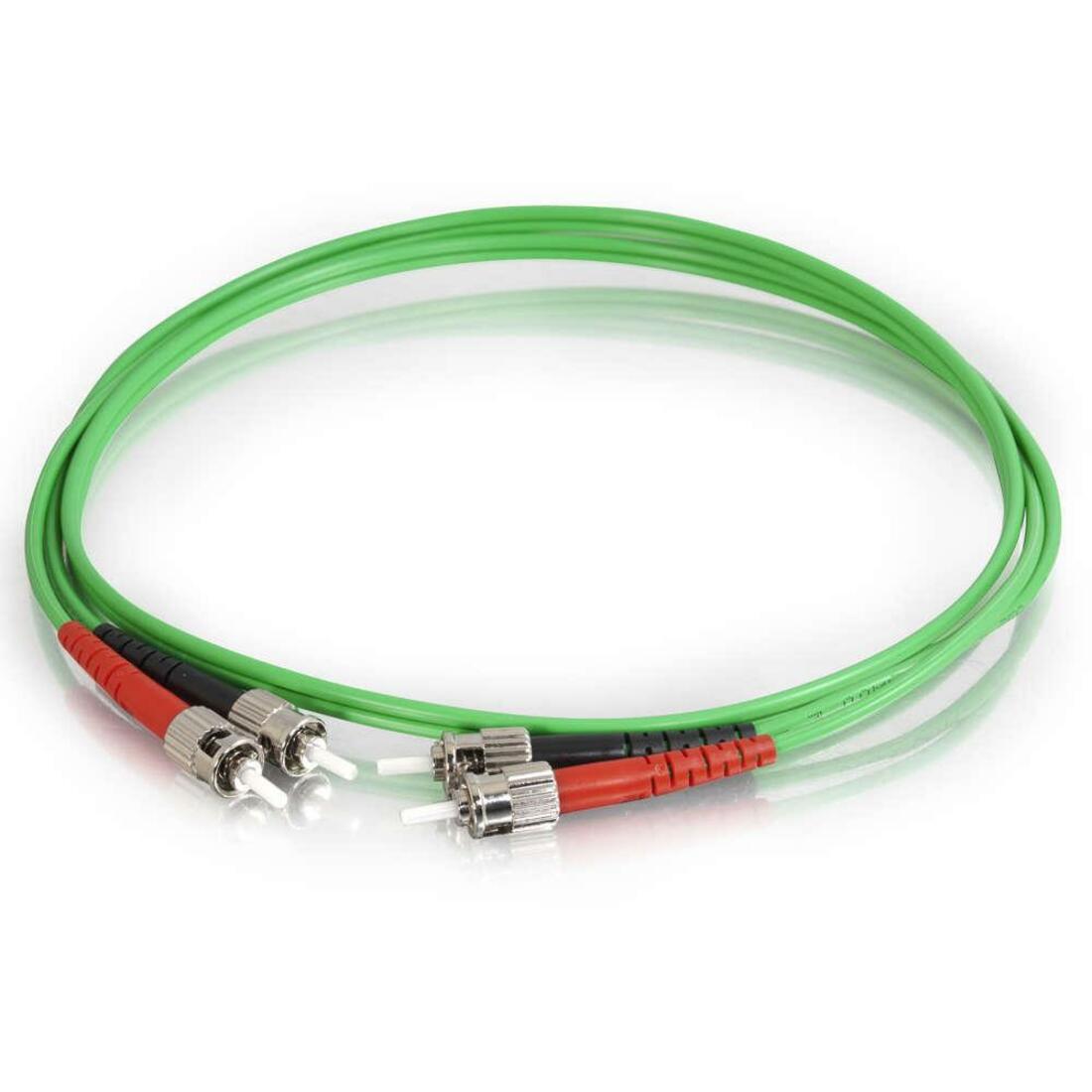 C2G-1m ST-ST 62.5/125 OM1 Duplex Multimode PVC Fiber Optic Cable - Green