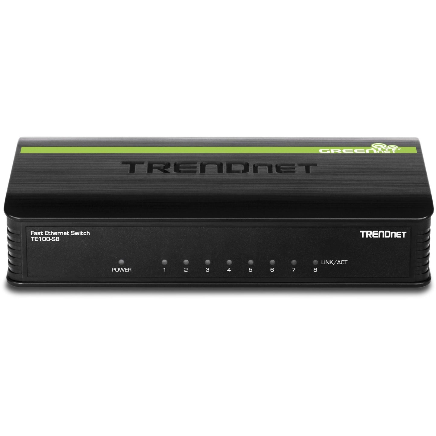 TRENDnet 8-Port Unmanaged 10/100 Mbps GREENnet Ethernet Desktop Switch; TE100-S8; 8 x 10/100 Mbps Ethernet Ports; 1.6 Gbps Switching Capacity; Plastic Housing; Network Ethernet Switch; Plug & Play