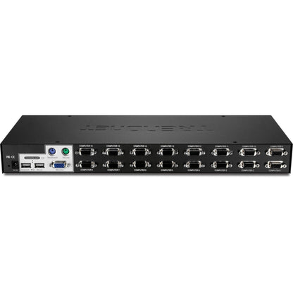 TRENDnet 16-Port Rack Mount USB KVM Switch VGA and USB Connection Supports USB and PS/2 Auto-Scan Device Monitoring Audible Feedback Plug and Play Hot Pluggable Rack Mountable Black TK-1603R