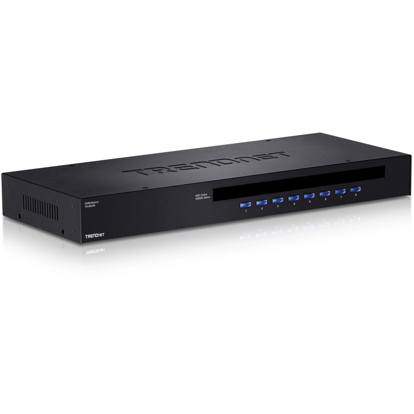 TRENDnet 8-Port USB/PS2 Rack Mount KVM Switch TK-803R VGA & USB Connection Supports USB & PS/2 Connections Device Monitoring Auto Scan Audible Feedback Control up to 8 Computers/Servers