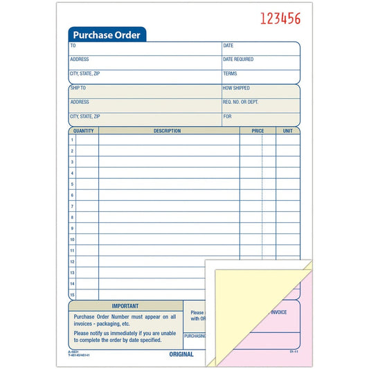 Adams 3-Part Carbonless Purchase Order Forms