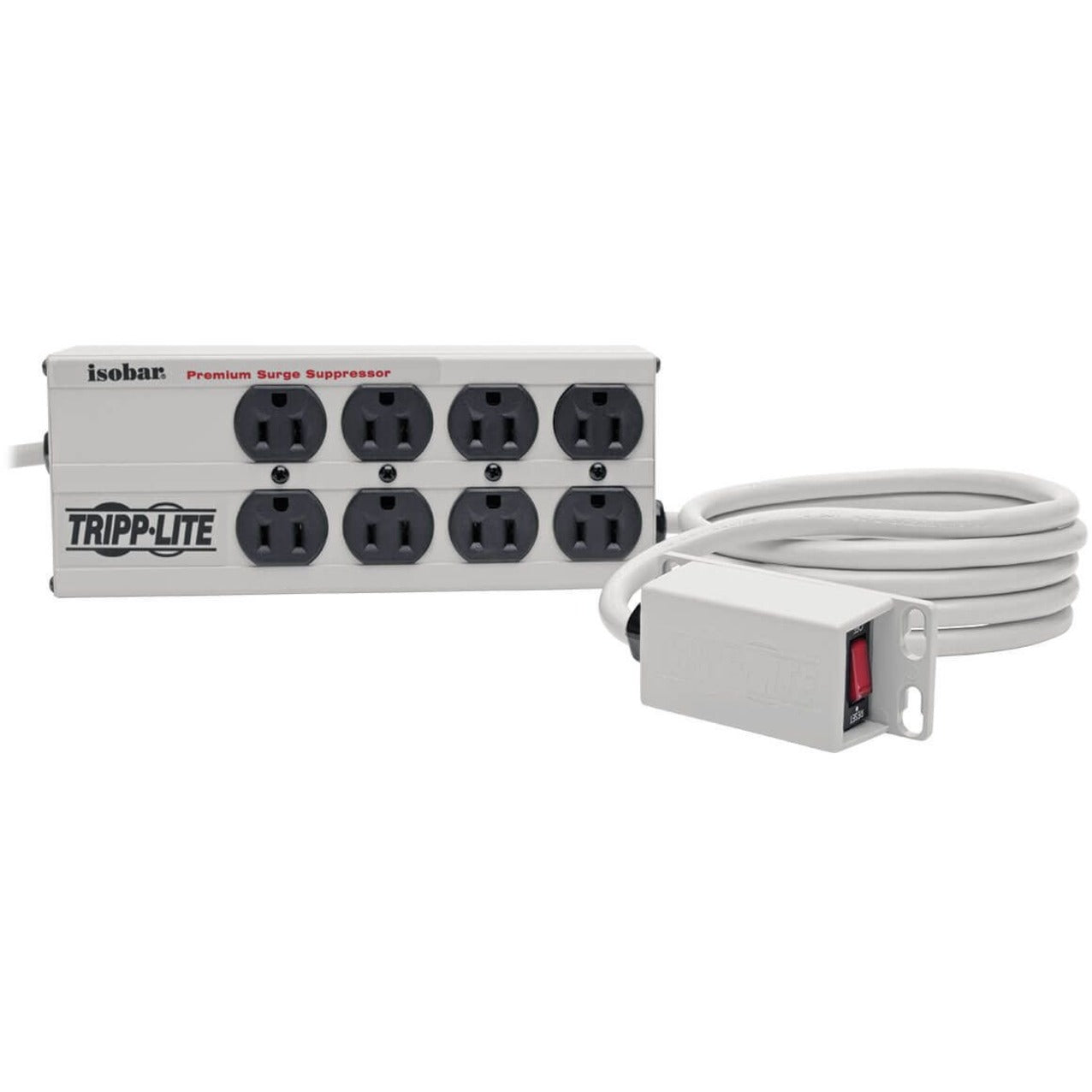 Tripp Lite Isobar 8-Outlet Surge Protector 12 ft. Cord with Right-Angle Plug 3840 Joules Remote Master Switch Metal Housing