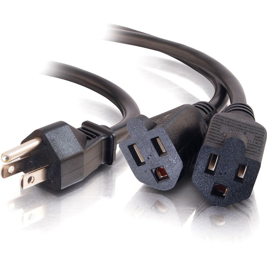 C2G 18in 1-to-2 Power Cord Splitter - 16 AWG - NEMA 5-15P to NEMA 5-15R