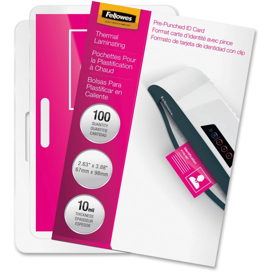 Fellowes Glossy Pouches - ID Tag punched 10 mil 100 pack