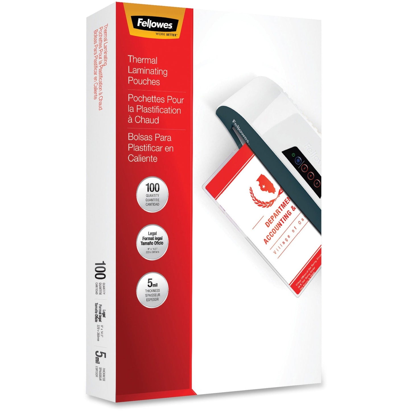 Fellowes Glossy Pouches - Legal 5 mil 100 pack