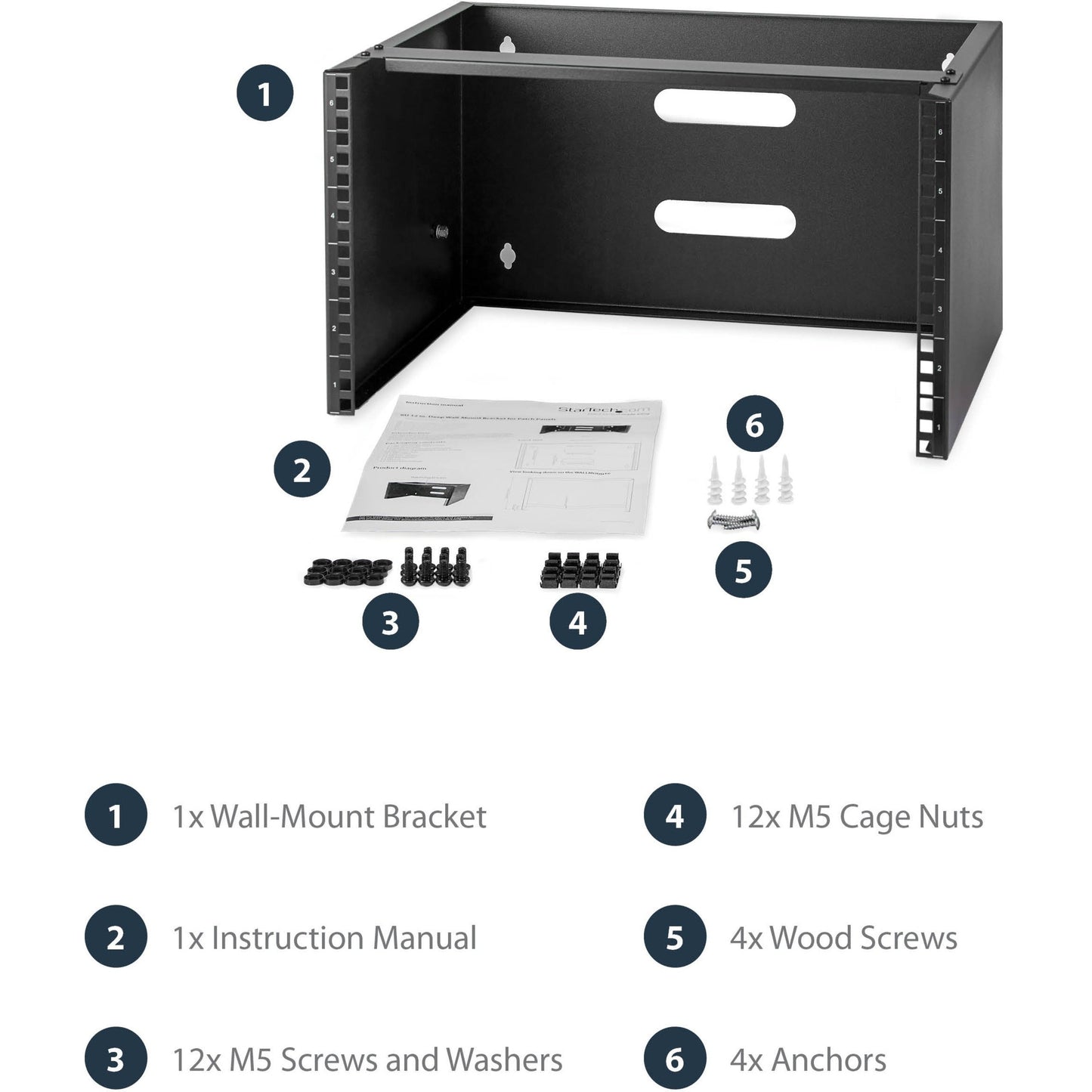 StarTech.com 6U Wall Mount Rack 14in Deep 19 inch Wall Mount Network Rack Wall Mounting Patch Panel Bracket for Switch/IT Equipment