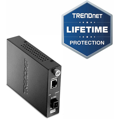 TRENDnet Intelligent Fiber Media Converter; 1000Base-T to 1000Base-LX Dual Wavelength Single Mode SC Fiber (40 km / 24.85 miles)Fiber to Ethernet Converter; RJ-45; Lifetime Protection; TFC-1000S40D3