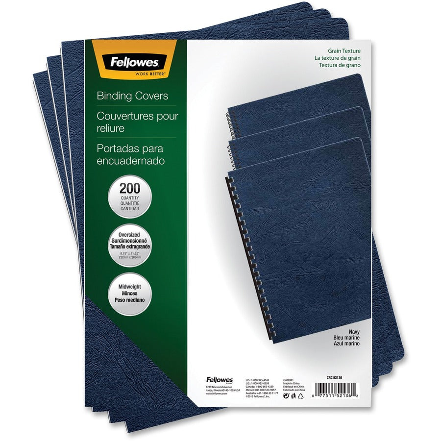 Fellowes Grain Presentation Covers - Oversize Navy 200 pack