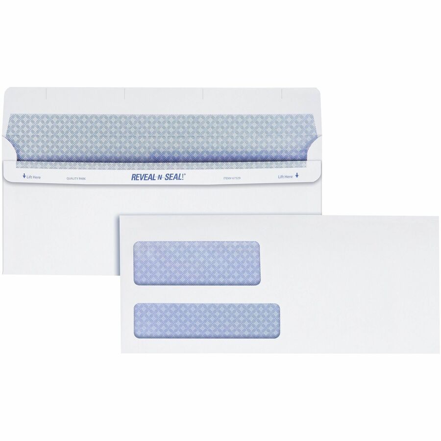Quality Park No. 9 Double Window Envelopes with Tamper-Evident Seal