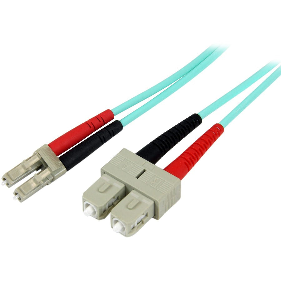 StarTech.com 10m (30ft) LC/UPC to LC/UPC OM3 Multimode Fiber Optic Cable Full Duplex Zipcord Fiber 100Gbps LOMMF LSZH Fiber Patch Cord