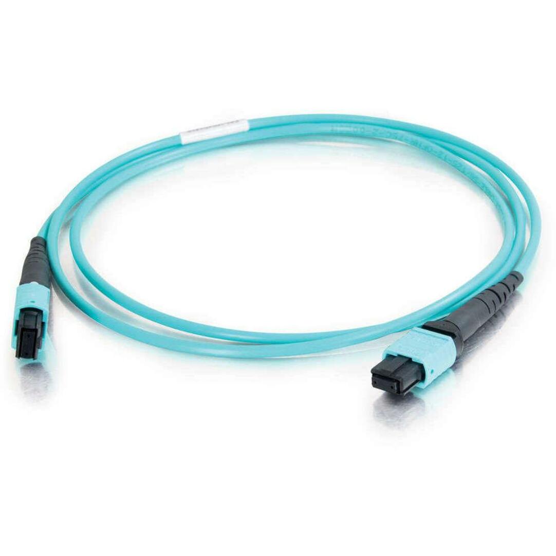 C2G 30m MTP 10Gb 50/125 OM3 Multimode Fiber Optic Cable (Plenum-Rated) - Aqua