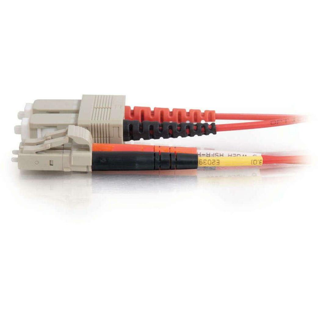 C2G-10m LC-SC 62.5/125 OM1 Duplex Multimode Fiber Optic Cable (Plenum-Rated) - Red