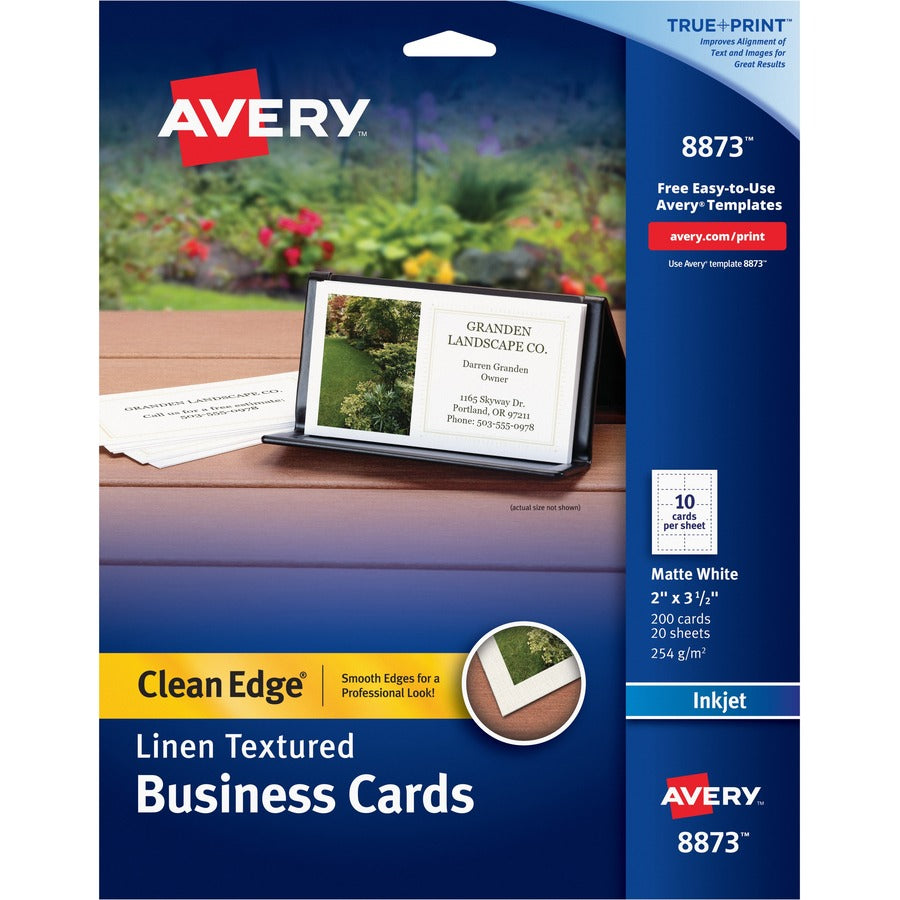 Avery&reg; Clean Edge Business Cards White Textured 200 (08873)