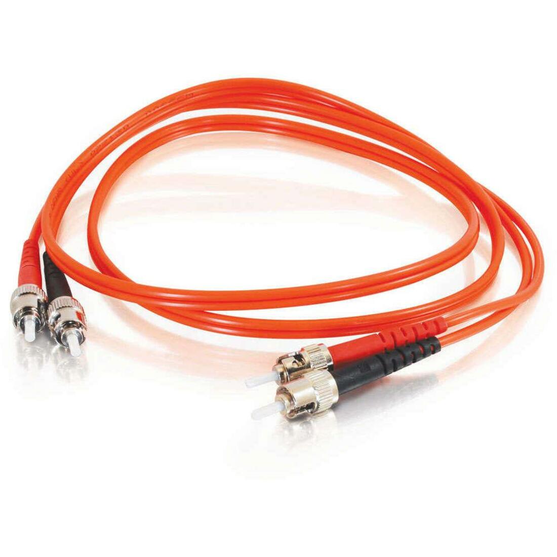 C2G-1m ST-ST 50/125 OM2 Duplex Multimode PVC Fiber Optic Cable - Orange