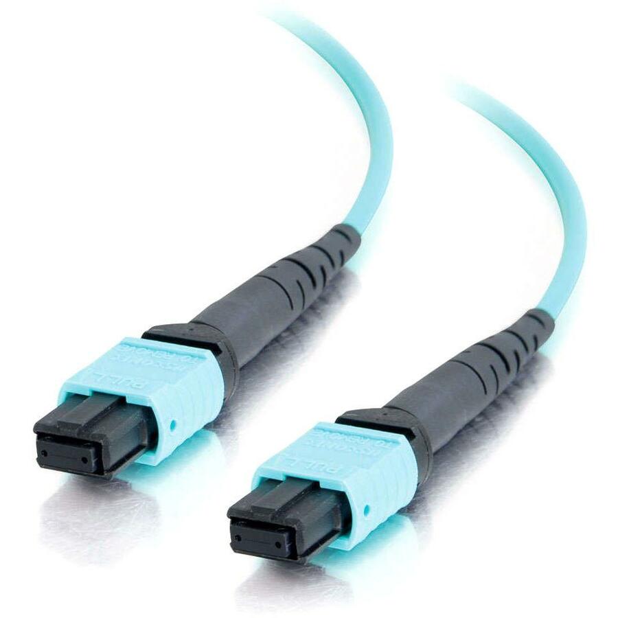 C2G-15m MTP 10Gb 50/125 OM3 Multimode LSZH PVC Fiber Optic Assembly Ribbon Cable - Aqua