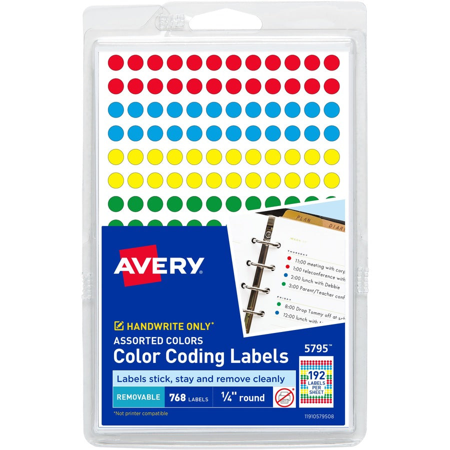 Avery&reg; Dot Stickers 1/4" Diameter Assorted 760 Total (5795)