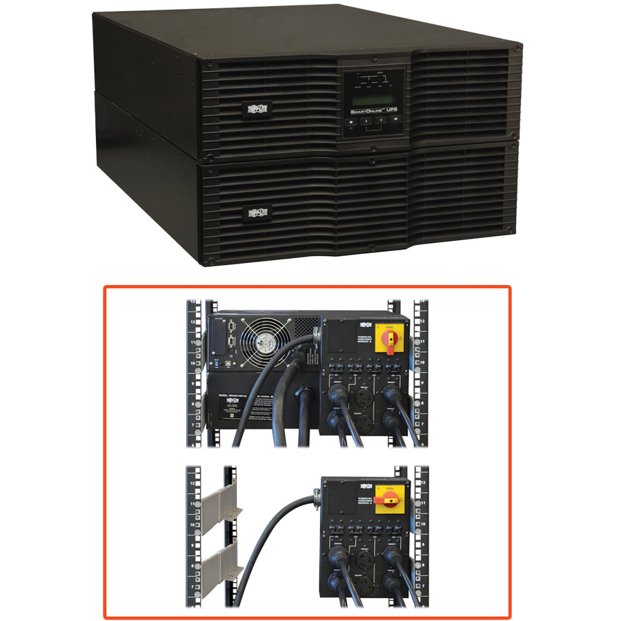 Tripp Lite UPS Smart Online 8000VA 7200W Rackmount 8kVA 200V-240V USB DB9 Manual Bypass Hot Swap 50A Plug 6URM