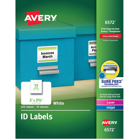 Avery&reg; Laser Inkjet Printer Permanent ID Labels