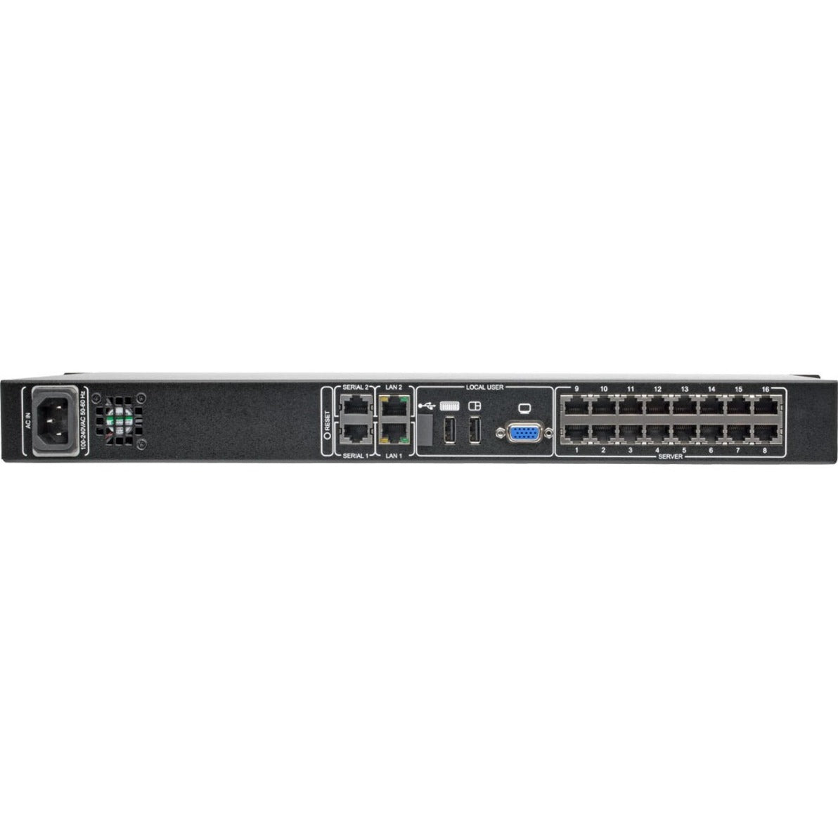 Tripp Lite NetCommander 16-Port Cat5 KVM over IP Switch 1 Remote + 1 Local User 1U Rack-Mount