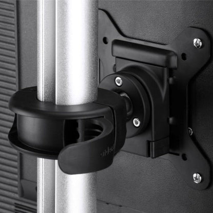 Atdec dual stack or single monitor desk mount - Freestanding base - Loads up to 26.5lb flat or 20lb curved - VESA 75x75 100x100