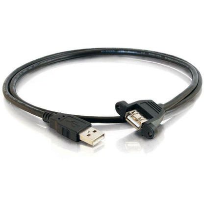 C2G 1ft Panel-Mount USB 2.0 A Male to A Female Cable