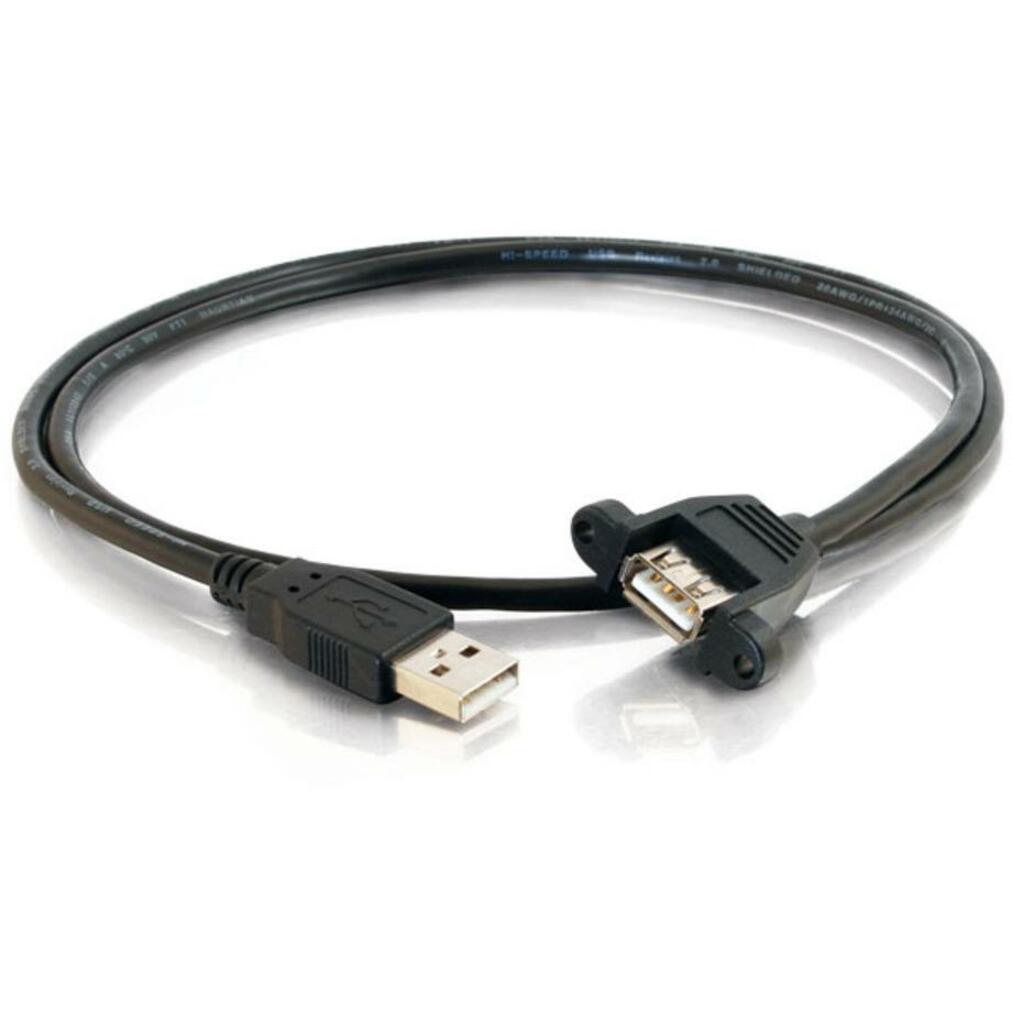 C2G 1.5ft Panel-Mount USB 2.0 A Male to A Female Cable