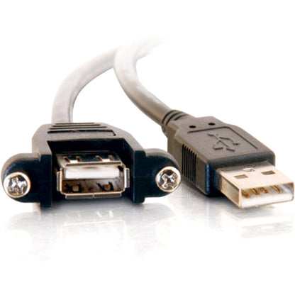 C2G 3ft Panel-Mount USB 2.0 A Male to A Female Cable