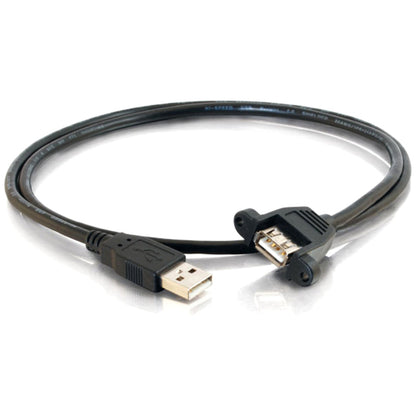 C2G 3ft Panel-Mount USB 2.0 A Male to A Female Cable